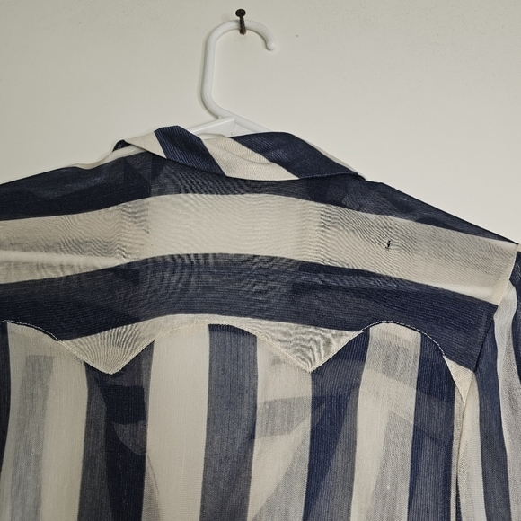 Derek LAM 10 CROSBY Draped Front Blouse in Midnight Stripe Size 2 - Picture 11 of 15